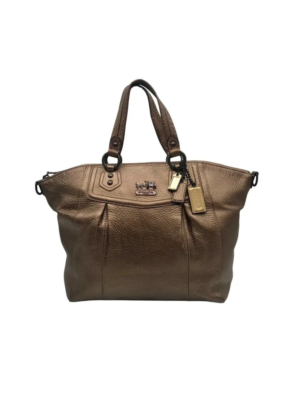 Coach Metallic Bronze Leather Claire Large Satchel